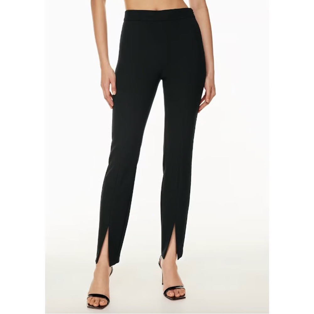 Babaton Black Skinny Pants with Split Hem
